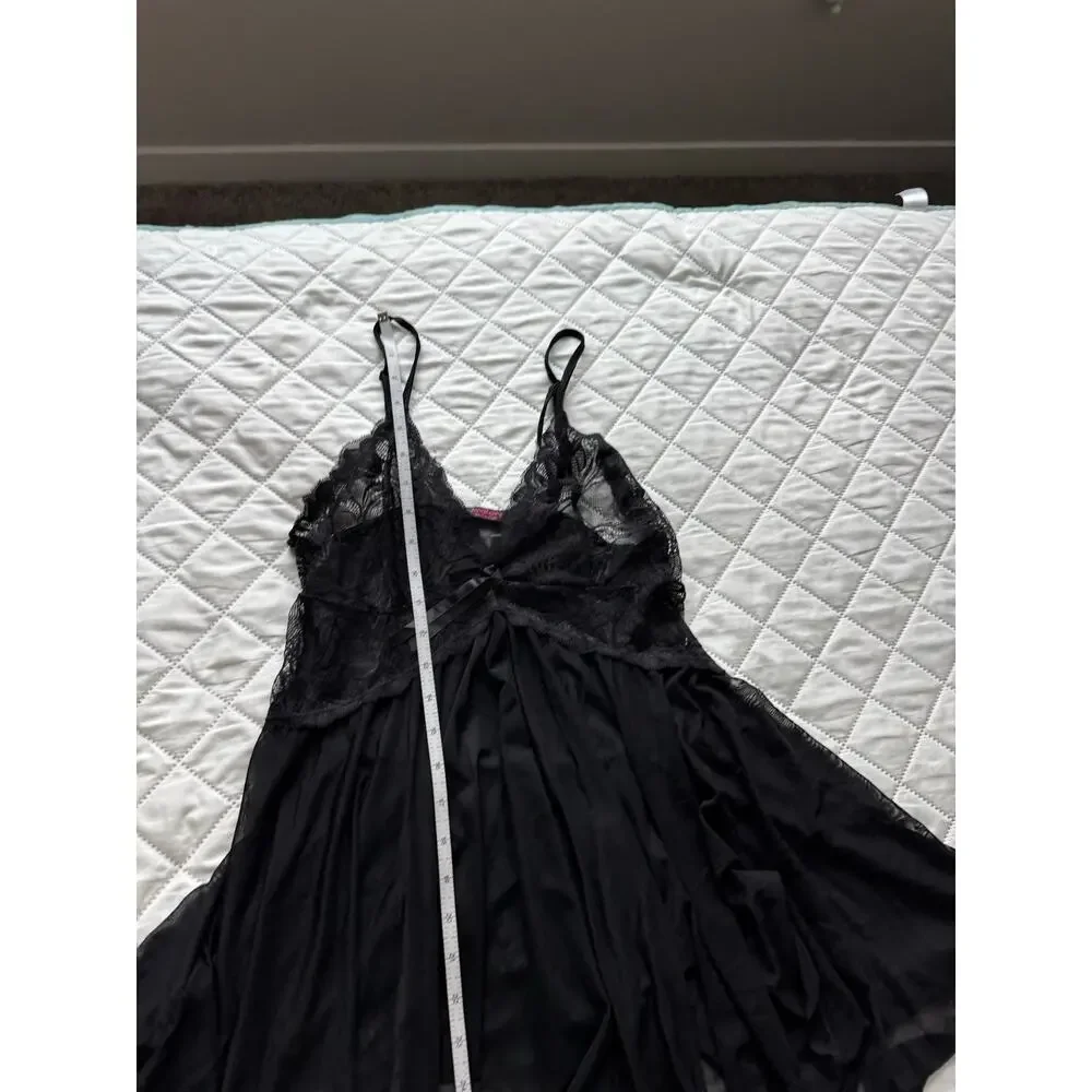 Aviclove Black Lace Babydoll Chemise Nightgown Sheer Lingerie Sleepwear M
